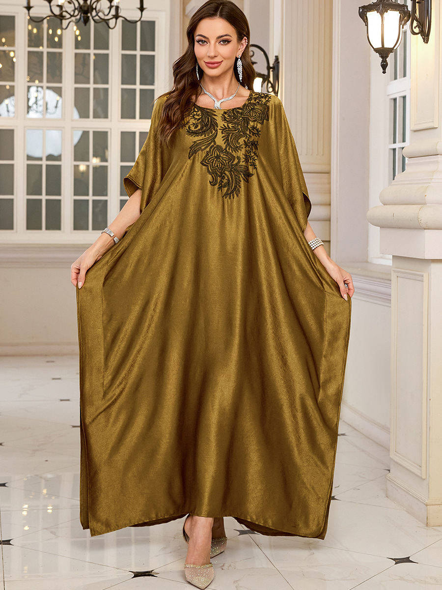 Gaun Kaftan Panjang Bordir Wan - Cover Up Kaftan ulasan dan harga